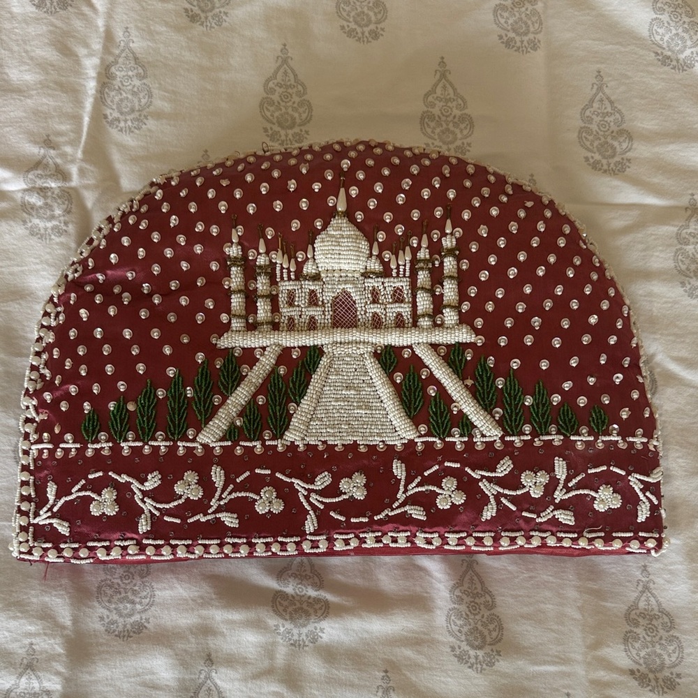 Vintage Embroidered Maroon Tea Cozy